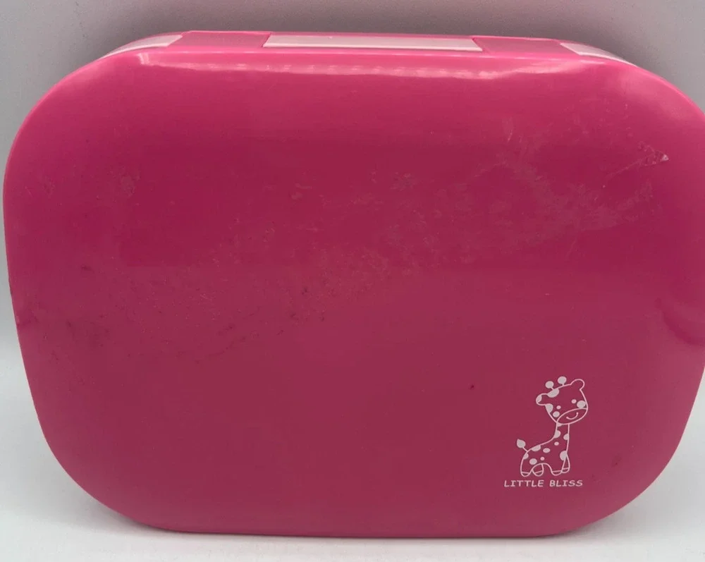 Little Bliss Kids Pink Bento Lunch Box 3 Compartment Giraffe Food Container